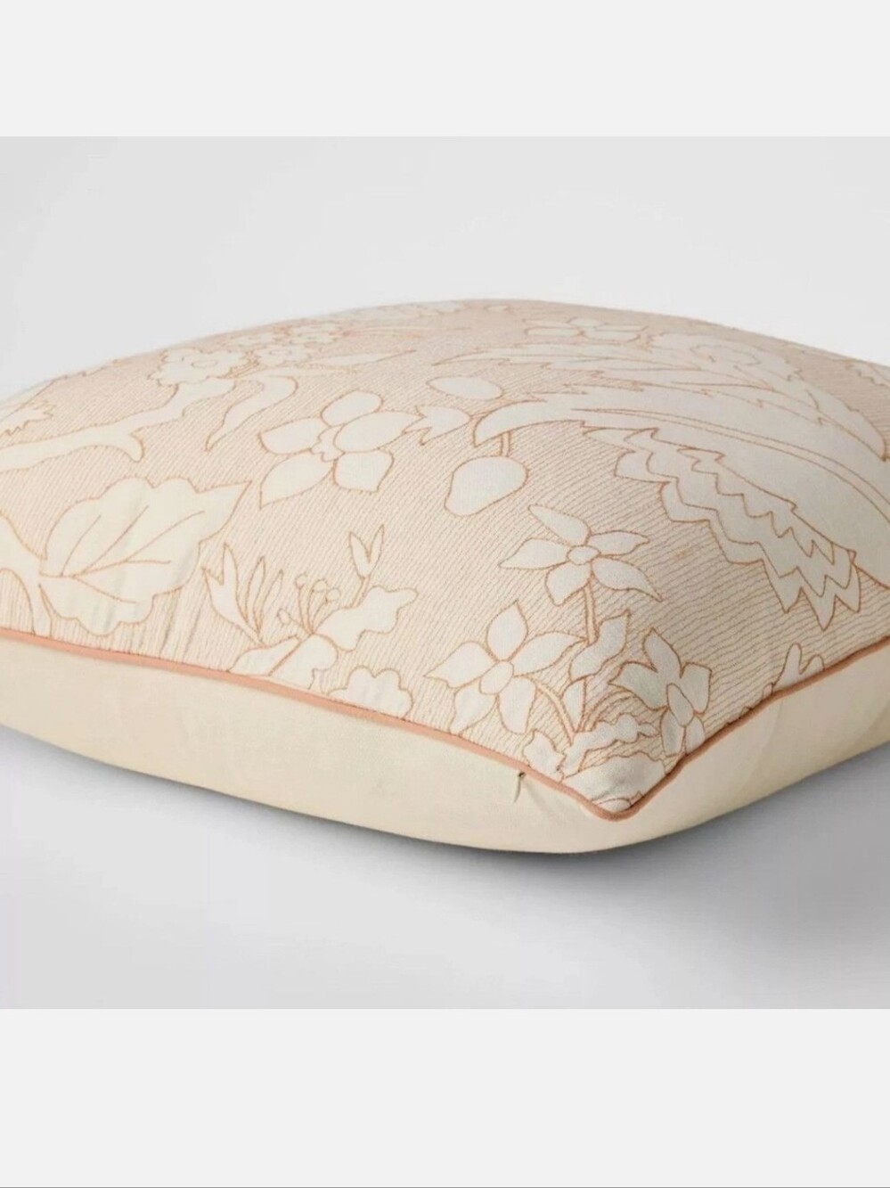 Threshold 24in.×24in. Square Leaf And Floral Tan & Off White Pillow - Picture 4 of 9